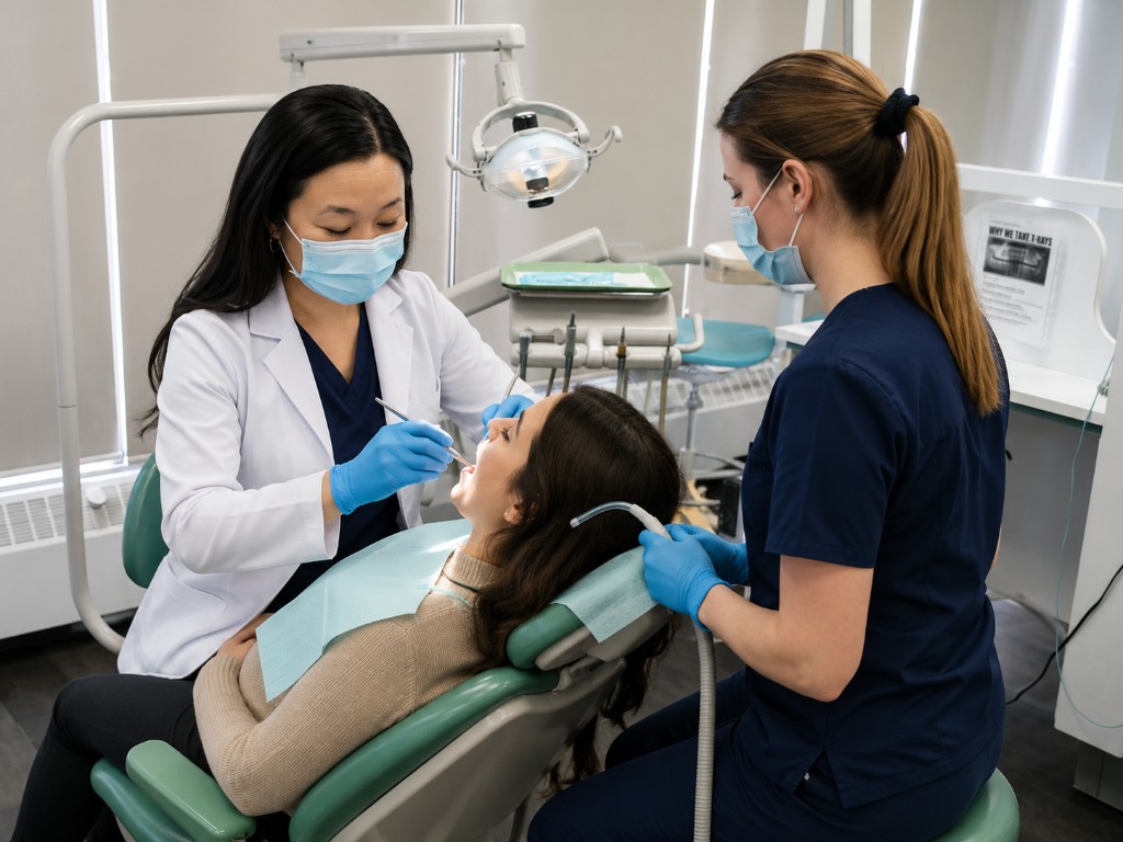 Dentist treating a patient at West End Dental Centre in West Edmonton