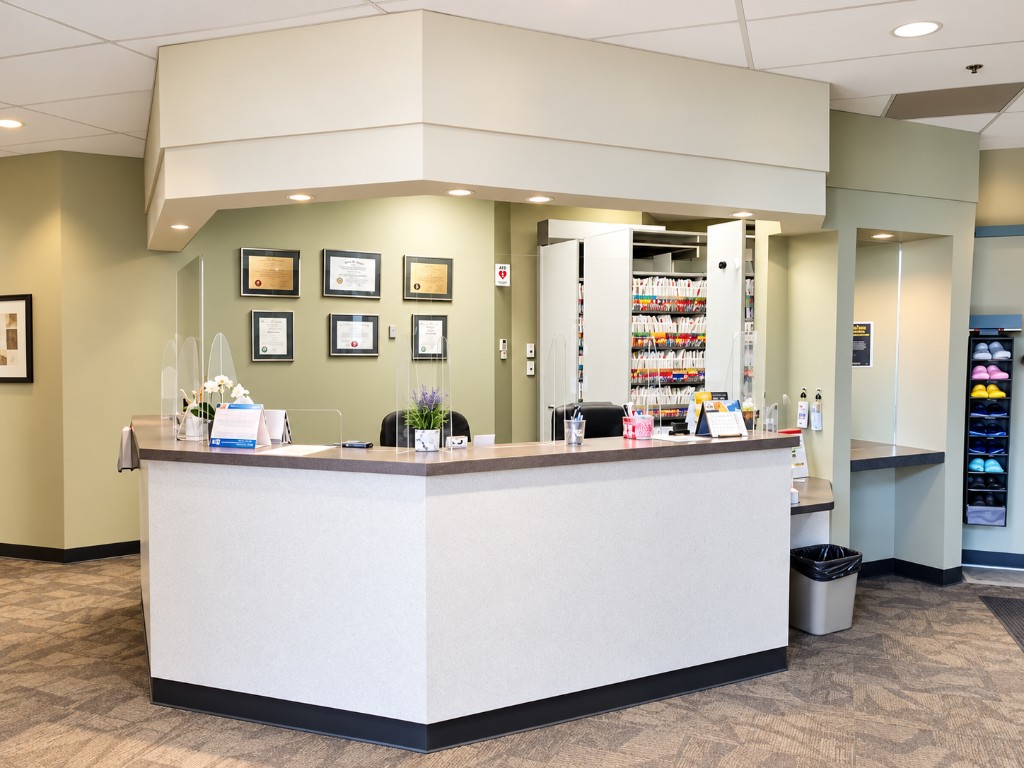 Reception desk at West End Dental Centre